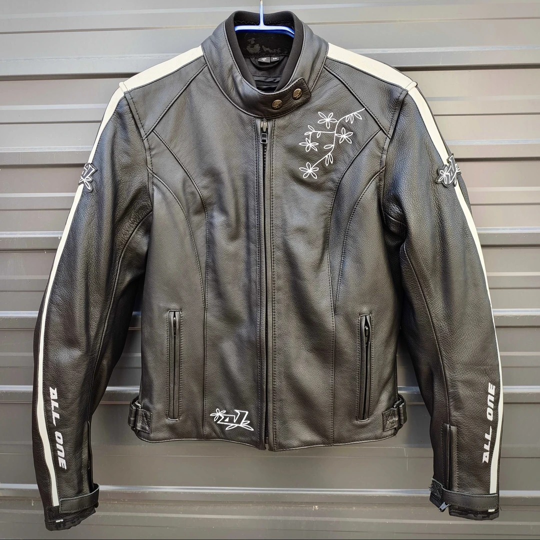 法国ALL女款摩托机车复古骑行皮衣防摔赛车服护具进口牛皮真皮