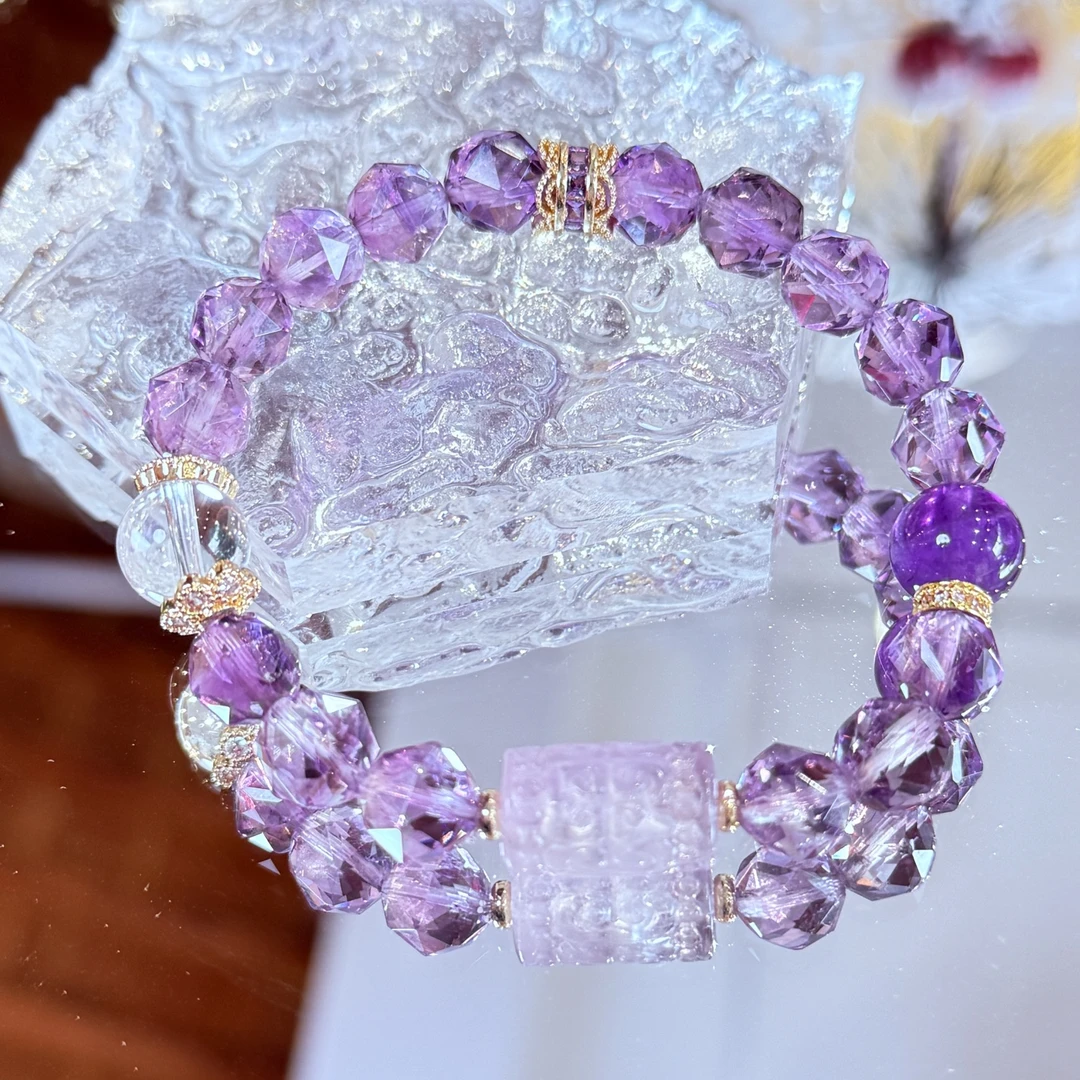 【紫属于你】紫水晶刻面8-9mm手串面小仙多样性发其一