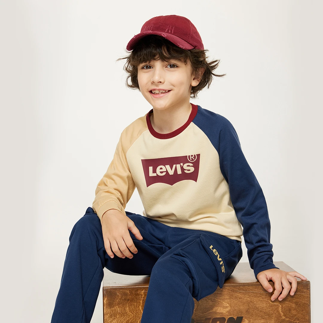 Levi's 李维斯儿童长袖休闲套头圆领长袖T恤D142