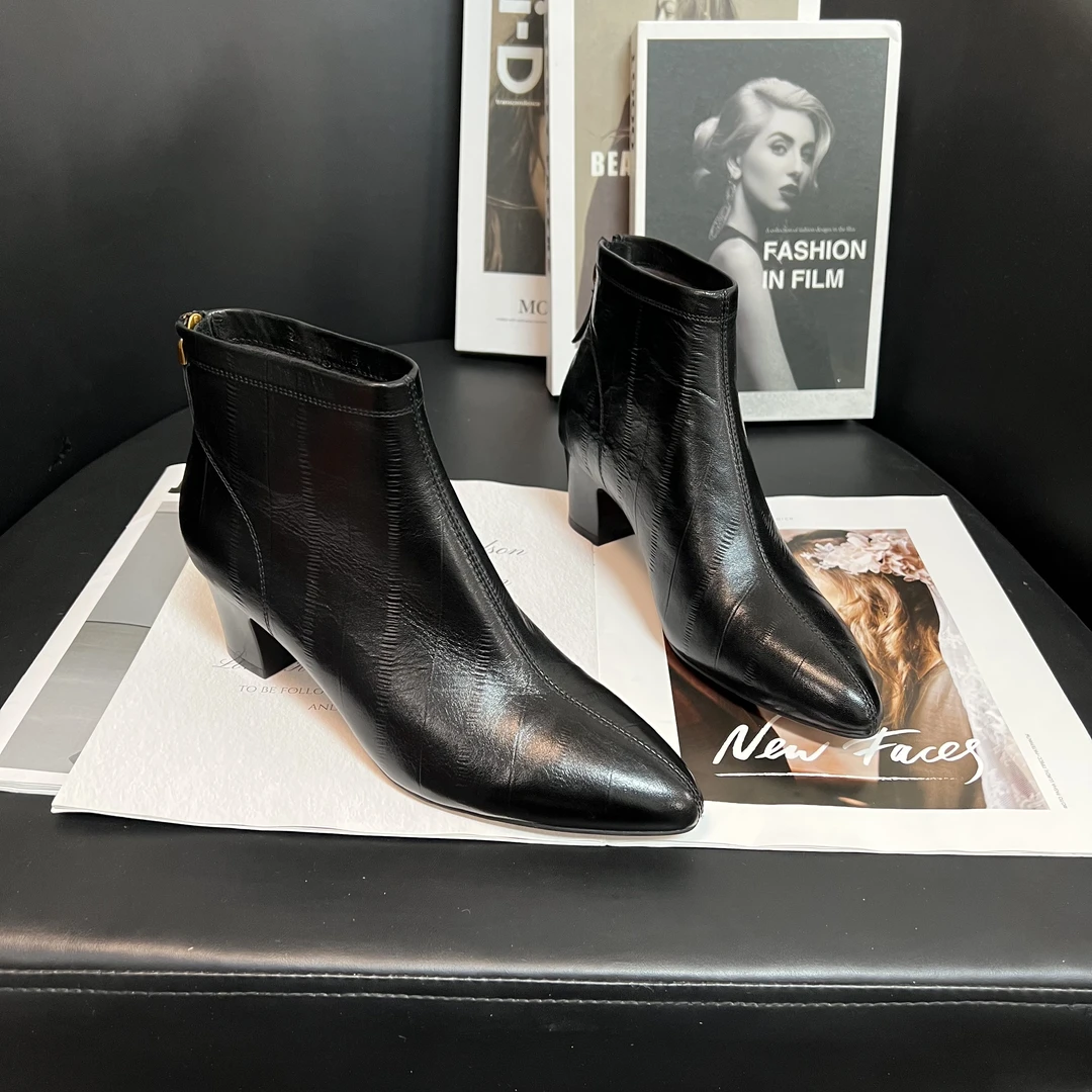 【撤柜断码】牛皮2.5公分/轻奢真皮短靴女鞋百搭时尚秋冬靴子2202