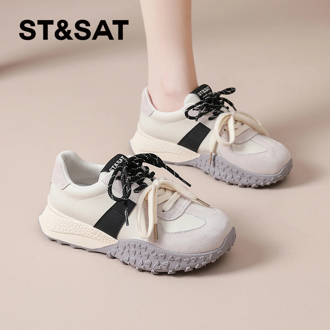 星期六百搭阿甘德训鞋女士2025秋季新款复古小白鞋百搭运动休闲鞋
