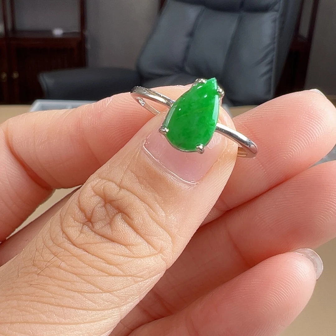 翡翠银S925镶嵌戒指戒指