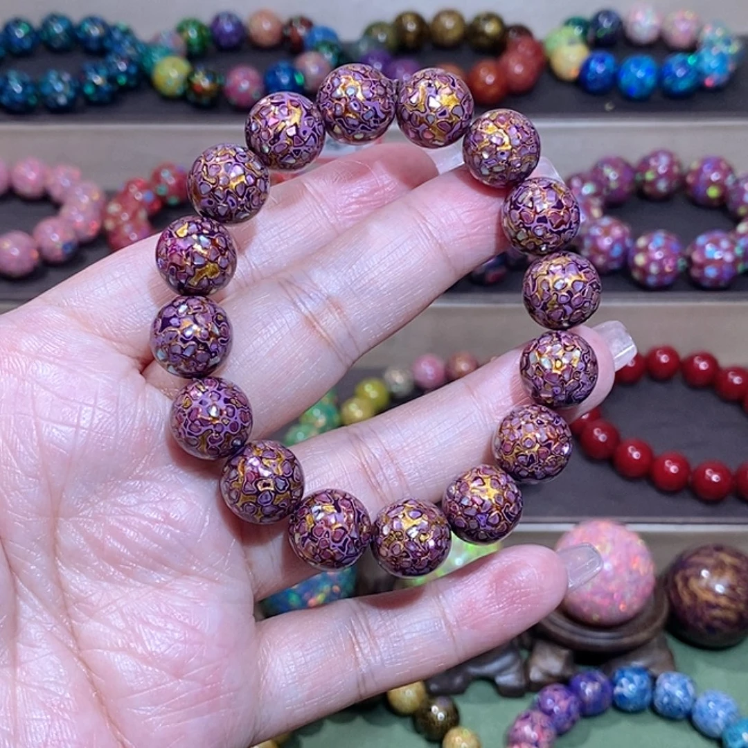 大漆珠1.2紫色爆闪螺钿