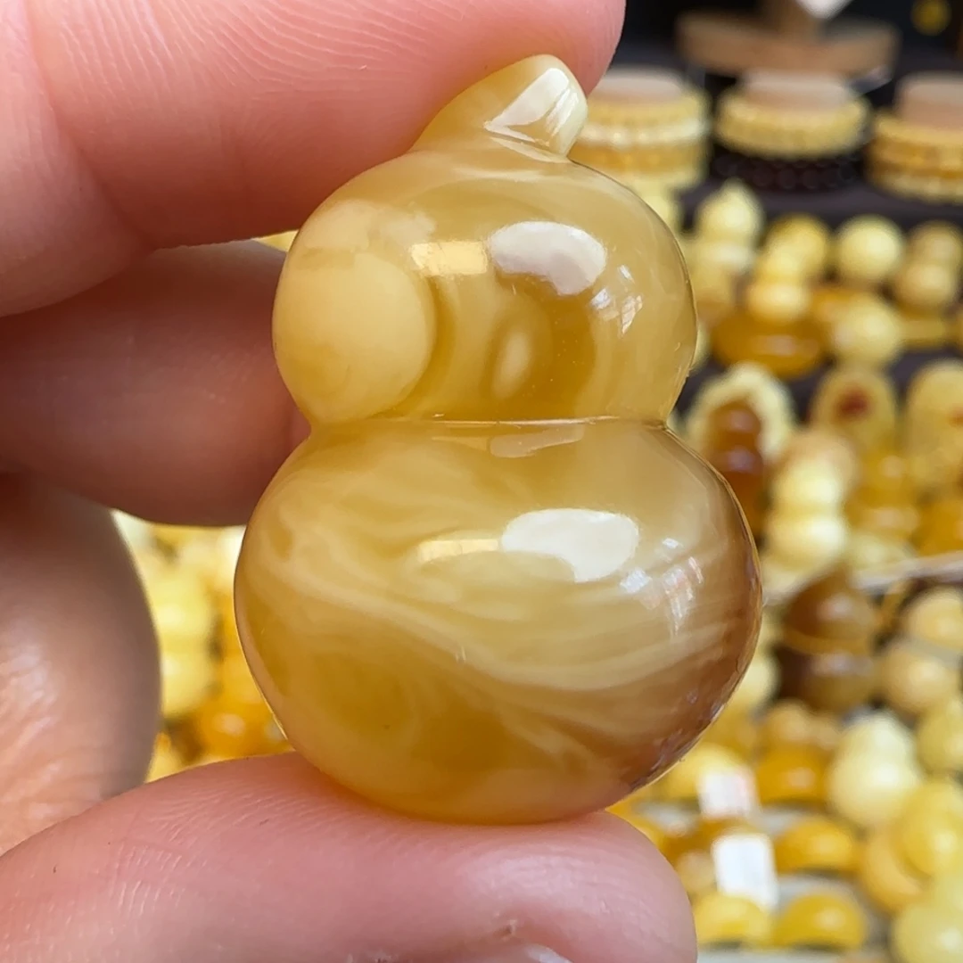 琥珀未镶嵌吊坠(不含链)天然俄料蜜蜡葫芦吊坠