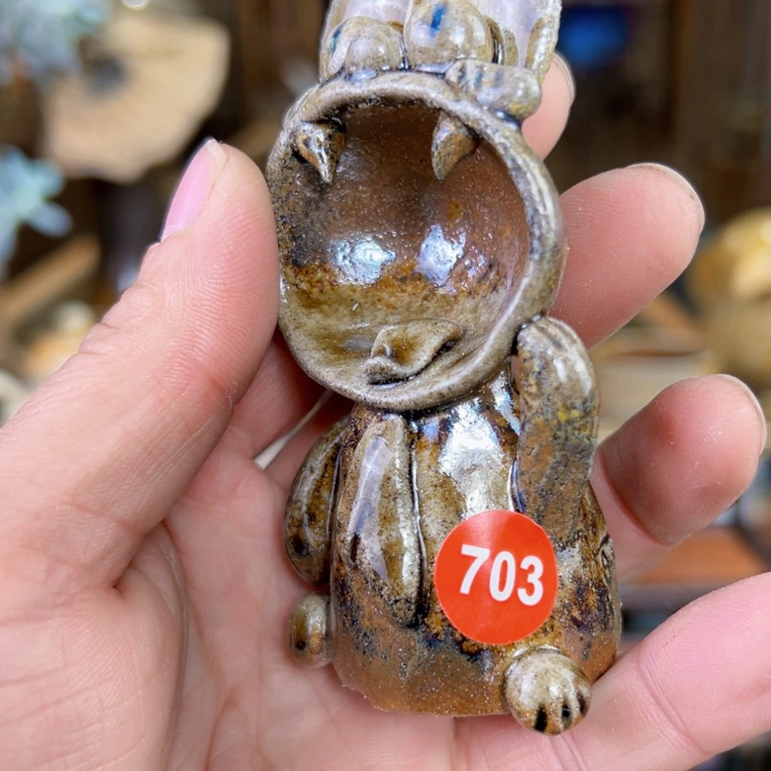 杯小*703号杨老师手捏柴烧瓦猫