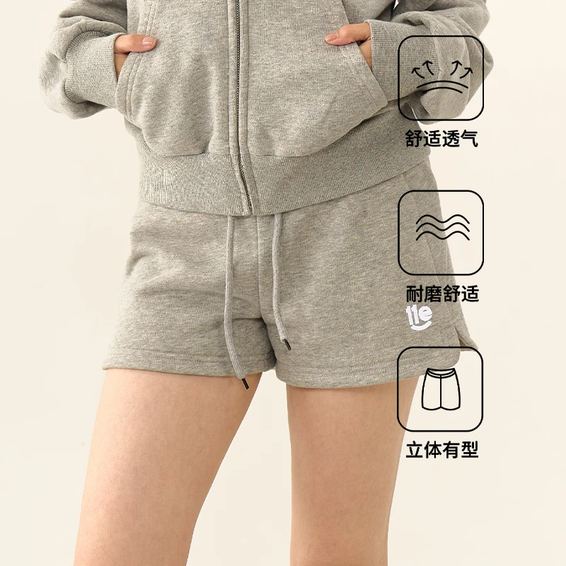 11E 休闲运动短裤宽松刺绣logo短裤辣妹日常百搭舒适显瘦抽绳