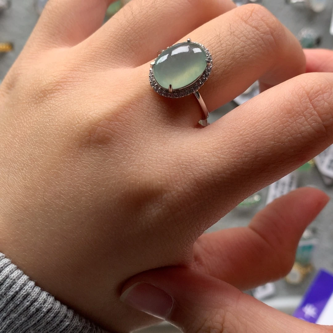 翡翠银S925镶嵌戒指戒指