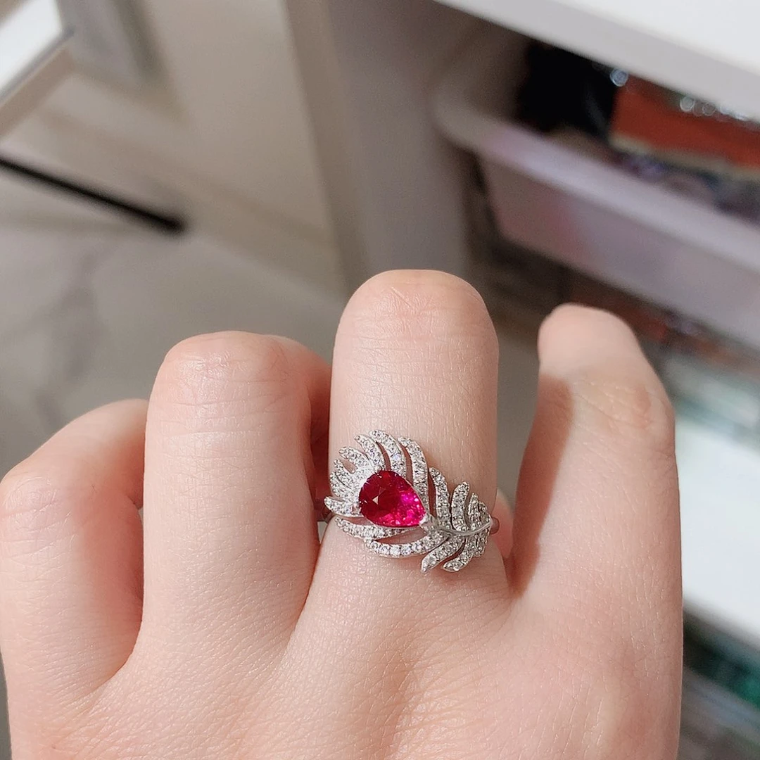 碧玺戒指银S925镶嵌戒指超美