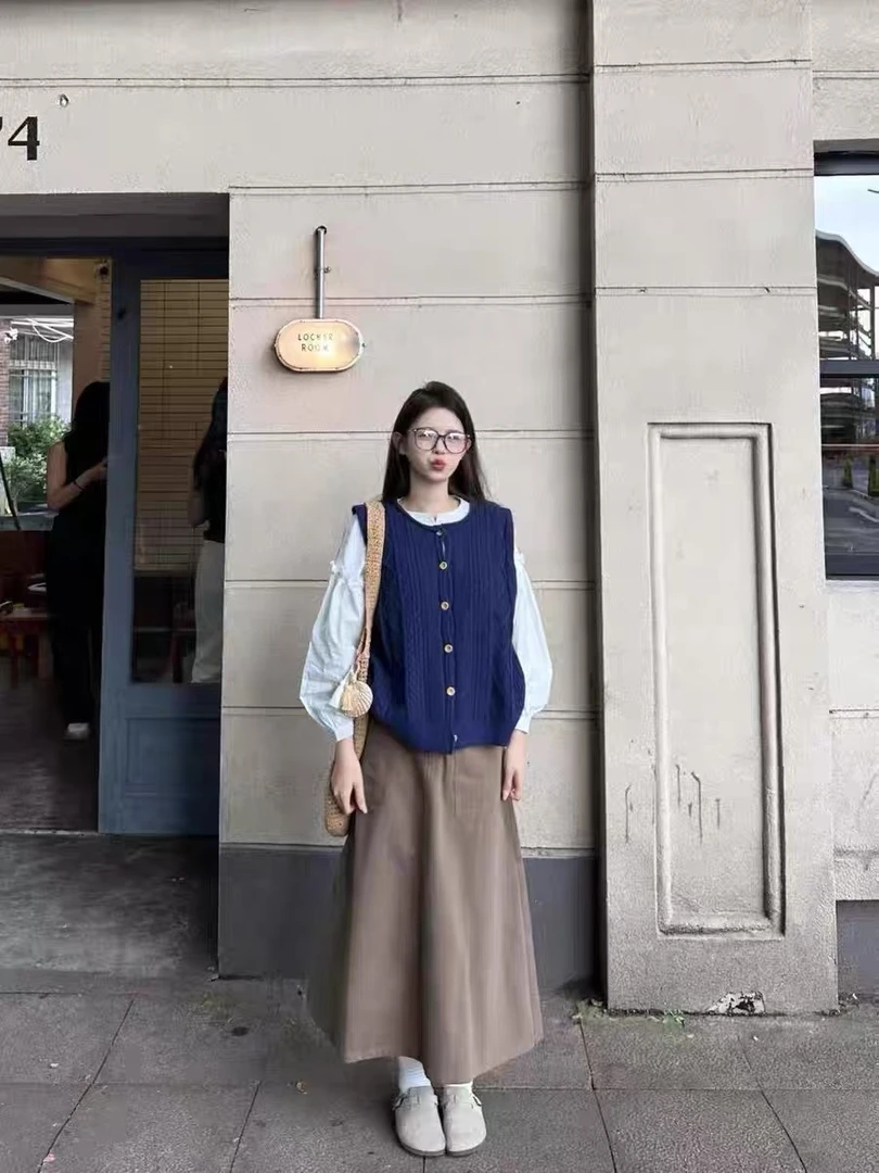 大码【氧气少女】针织马甲+衬衣+半身裙7387-1*7387-2*7387-3