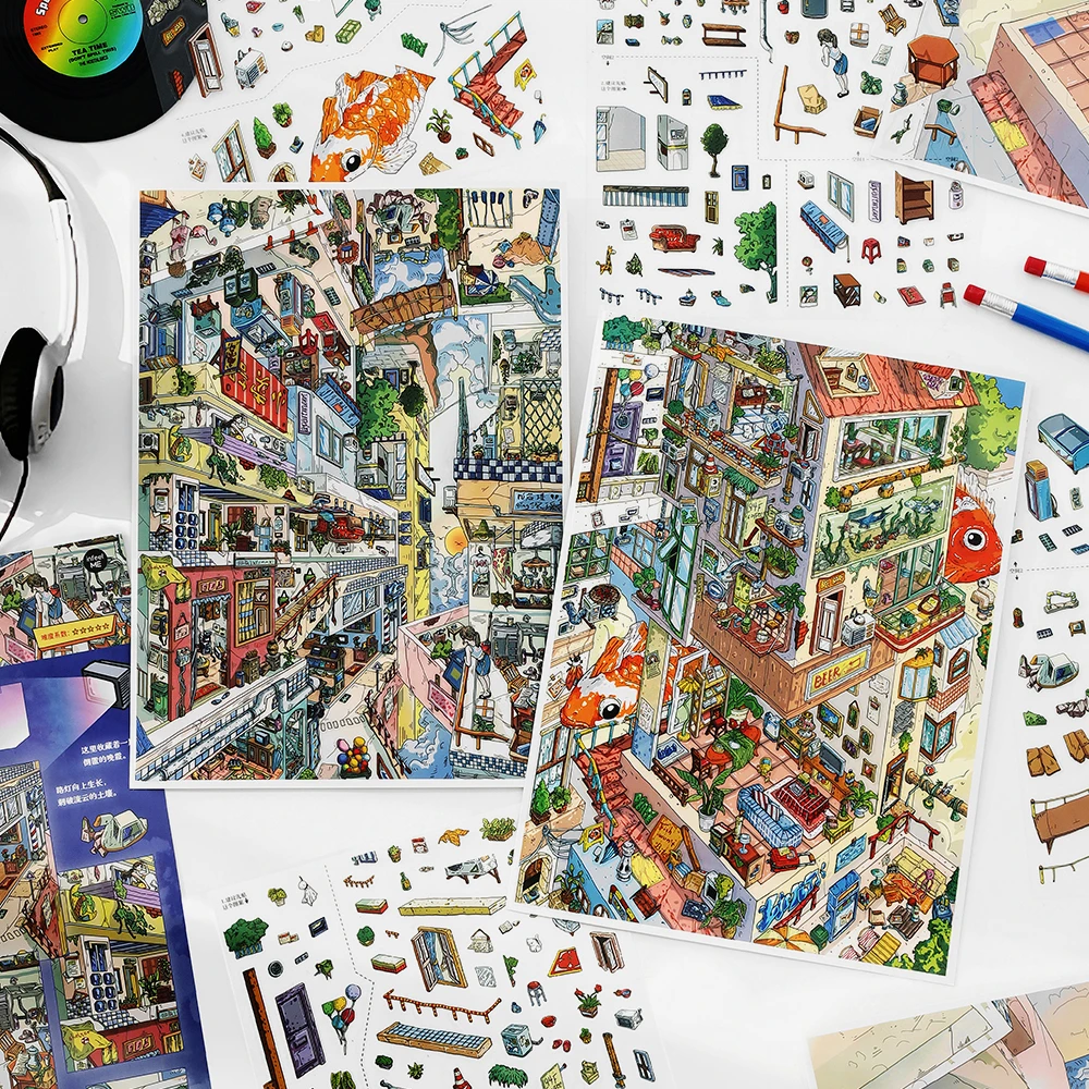 Infeel.me我的小屋20.0造景贴纸 大号立体微缩叠堆手工解压贴画