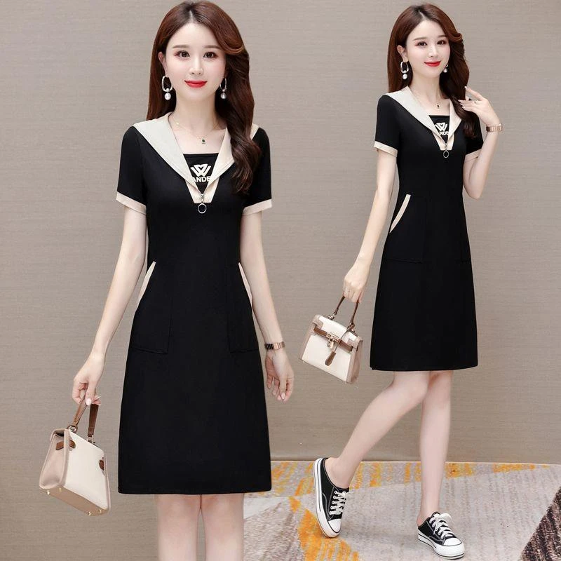 中长款时尚洋气2023夏装新款打底衫女大码女装显瘦洋气短袖上衣