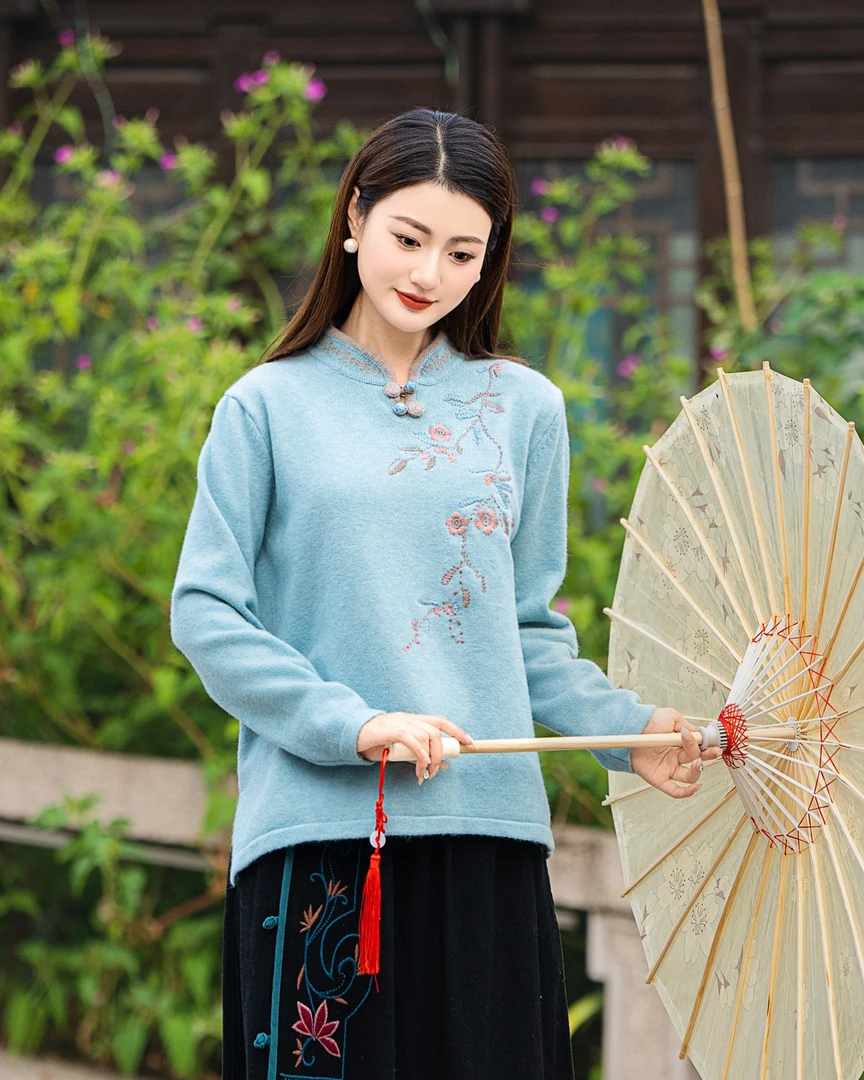 新中式303款刺绣宽松显瘦立领百搭上衣