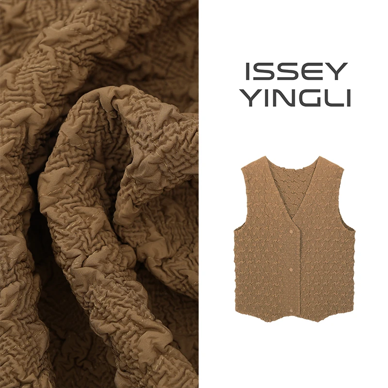 莉褶宅宅褶皱女士重工新款时尚显瘦马夹女士气质百搭马甲2871