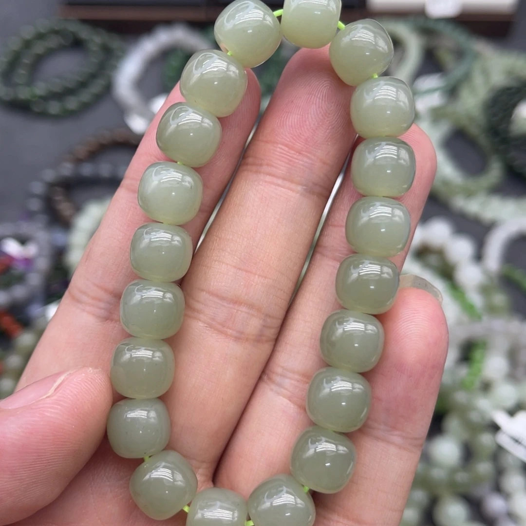 和田玉未镶嵌手串卡10晴水老型珠