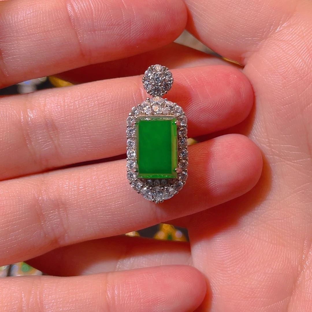 翡翠银S925镶嵌吊坠(不含链)