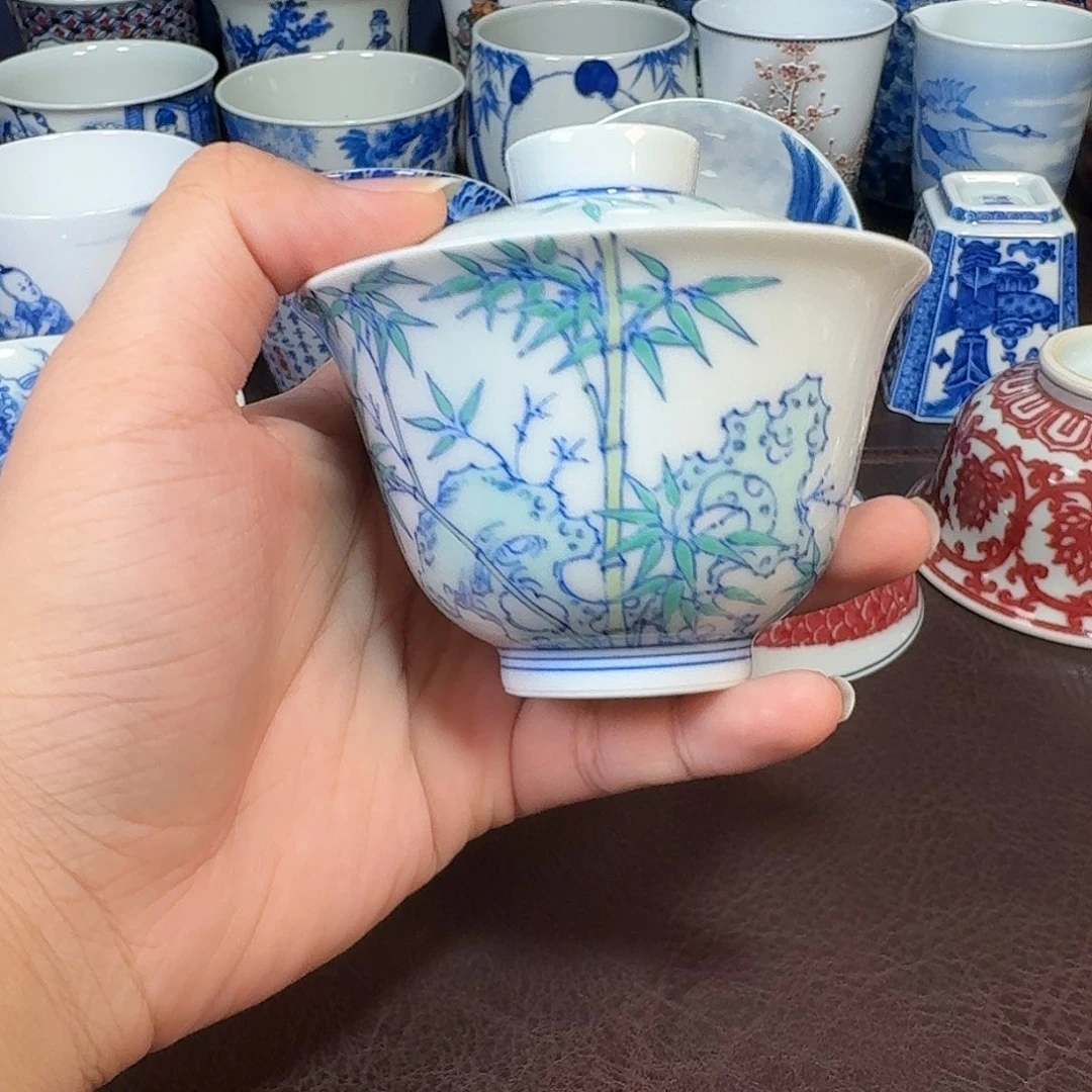 现代景德镇陶瓷盖碗