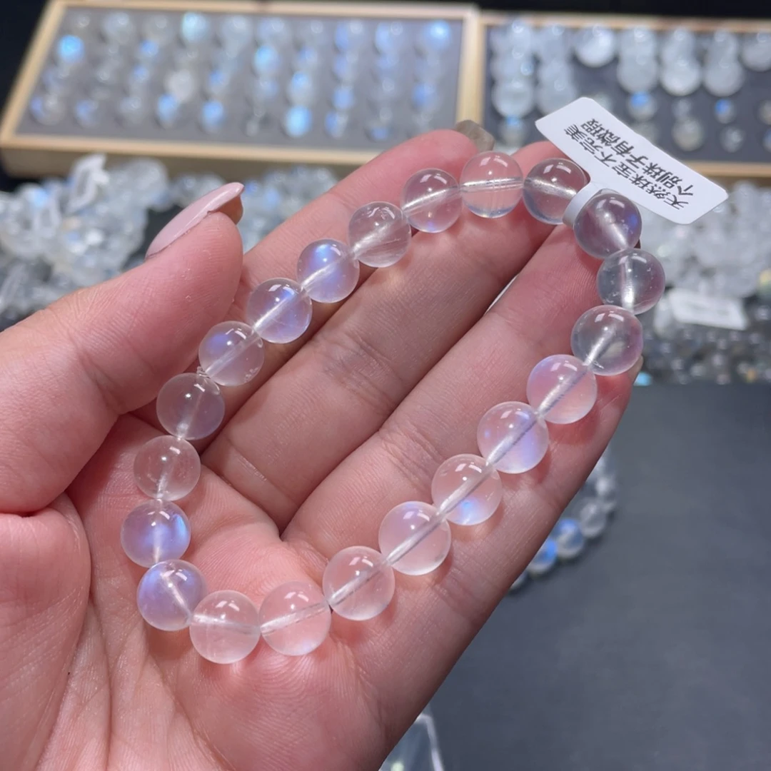 微***微未镶嵌手链长石蓝月光手链9.5mm
