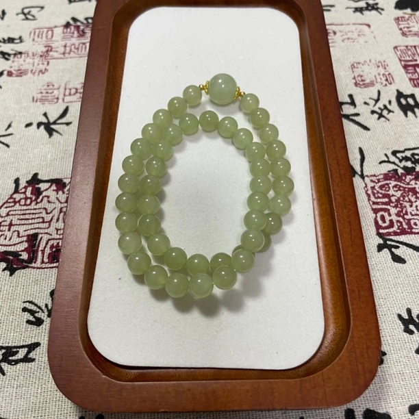 天然和田玉双圈手串,七夕情人节送女友首选礼物