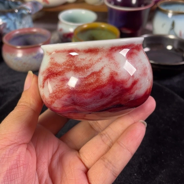 摆件钧瓷玉石釉福袋杯