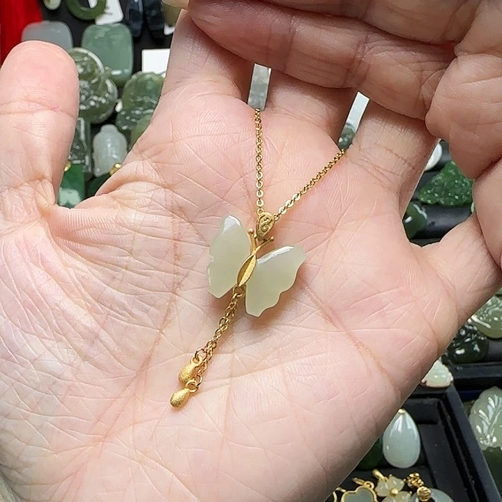 和田玉银S925镶嵌吊坠(赠链)