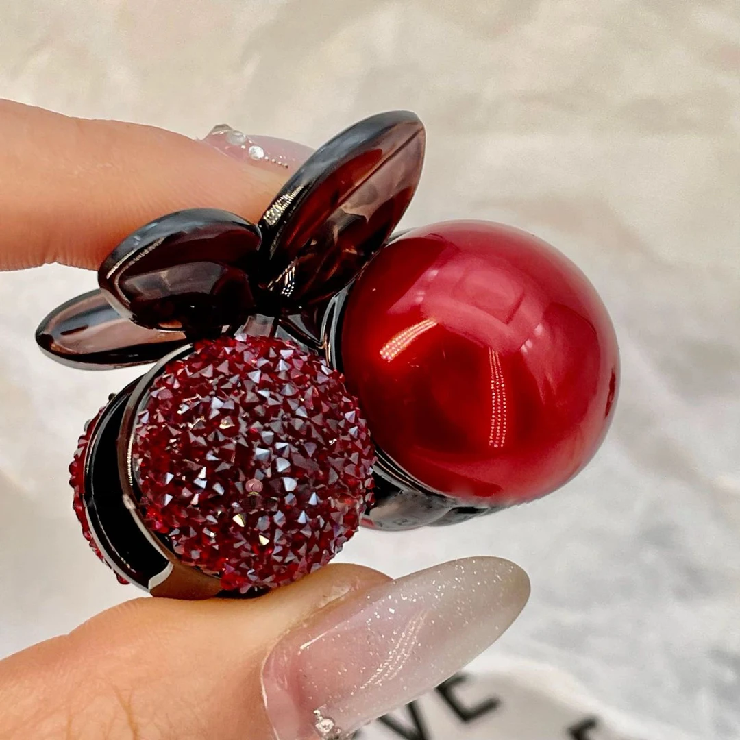 新年红大樱桃抓夹气质网红迷你可爱简约韩版精致小抓夹