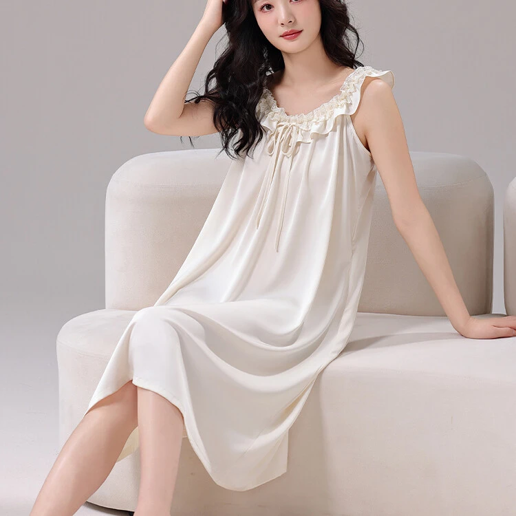 高档冰丝睡裙女性感夏季2025新款夏天红色本命年丝绸吊带睡衣薄款