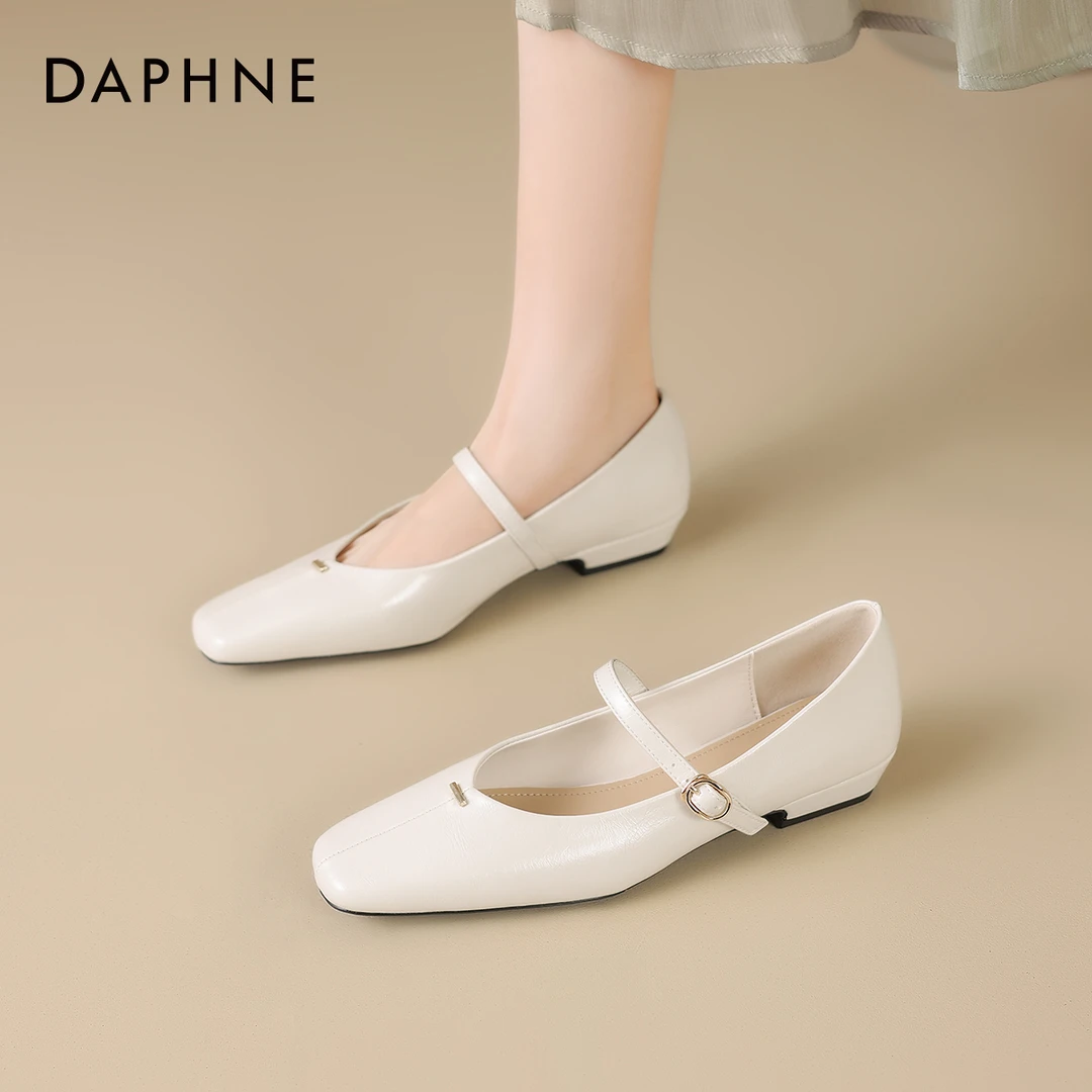 达芙妮2025浅口平底法式单鞋百搭夏季复古温柔玛丽珍鞋气质女鞋