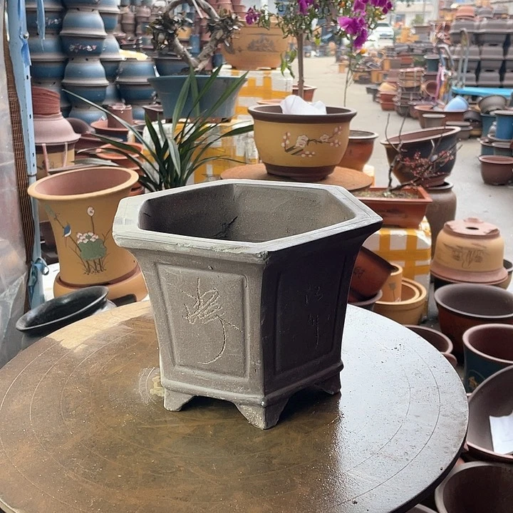 紫砂宜兴紫砂刻绘六方25