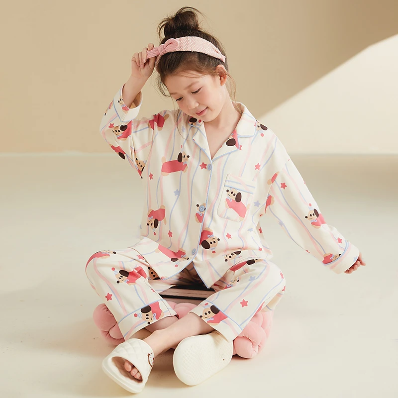 儿童睡衣春秋季纯棉女童长袖宝宝小女孩中大童家居服套装反季童装