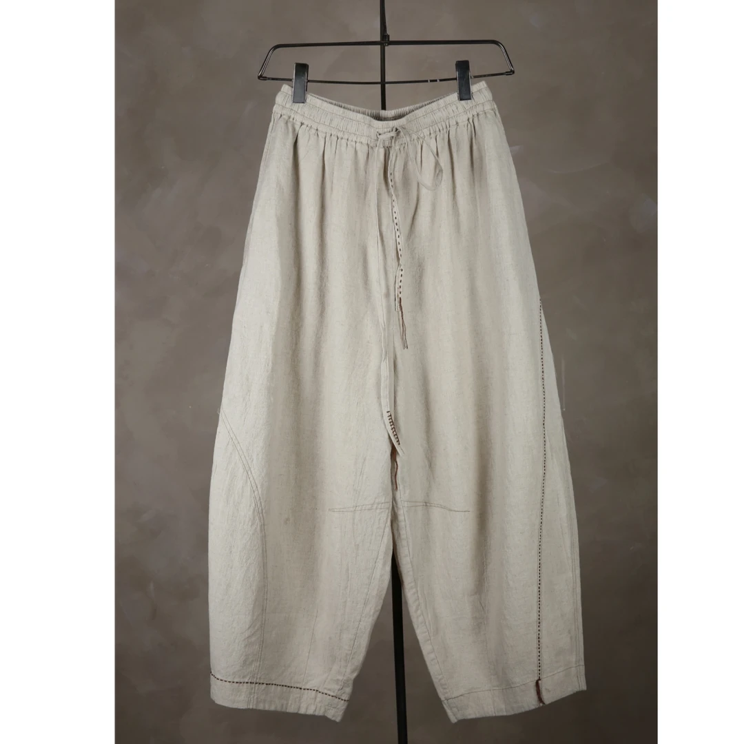 万物身客 春季新款雨露双色多手工抽绳百搭裤