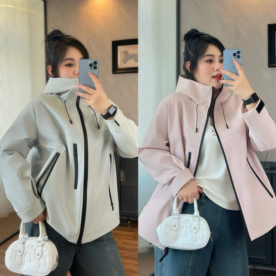 氧气周末 / 软壳款港风连帽冲锋衣登山服13862花契200斤胖mm春季