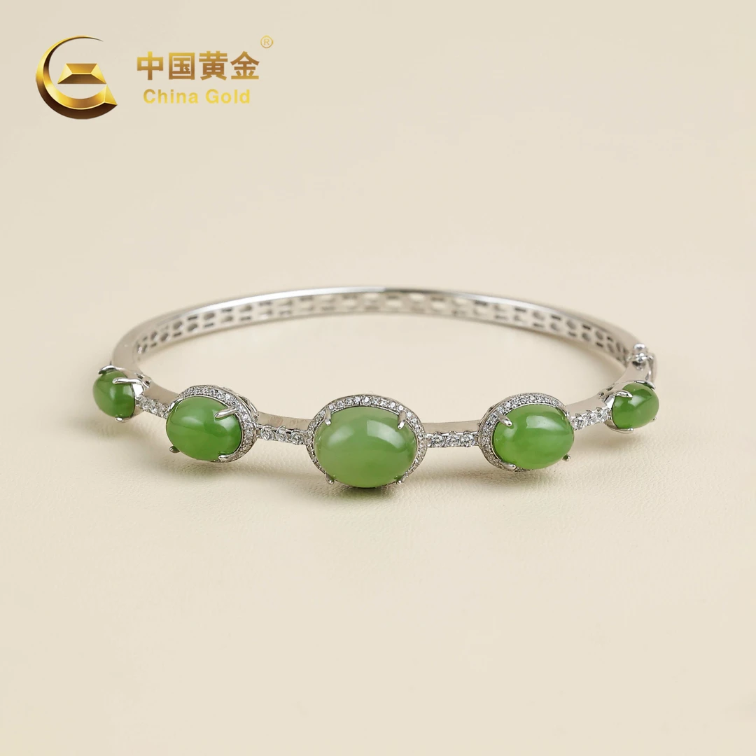 【中国黄金】雅赫 | 和田玉*手镯*S925银镶嵌-SZ812-Y