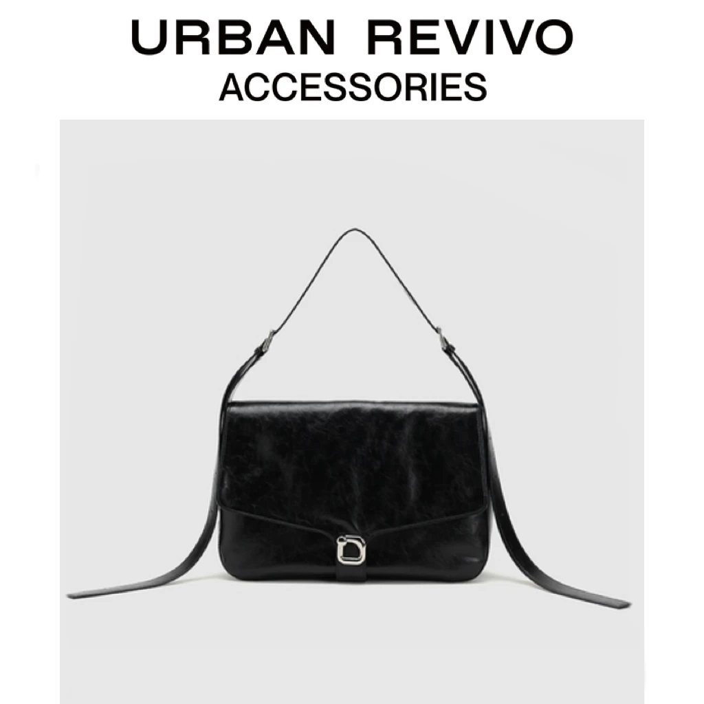 URBAN REVIVO2025冬季新款女士方扣翻盖单肩斜挎包ODM2510200003#