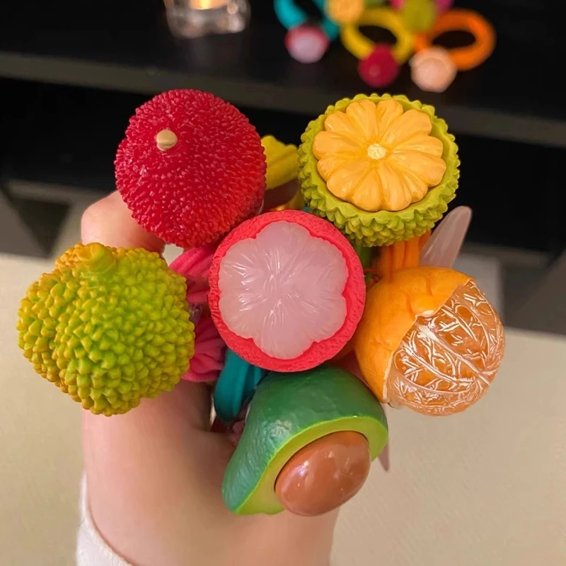 韩国东大门可爱水果发圈百搭春夏头绳彩色高弹力不伤发毛巾圈发饰