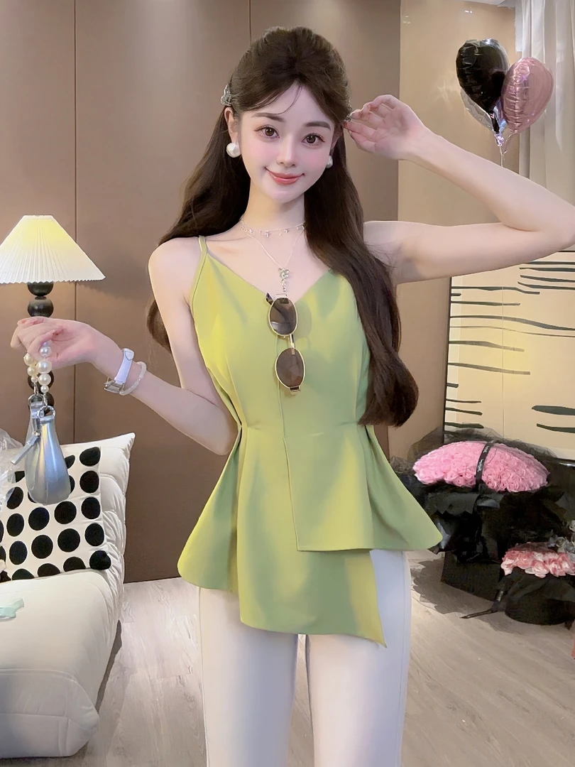 尤猫【牛油果】初夏款小众洋气吊带显瘦收腰气质通勤气质女Y31246