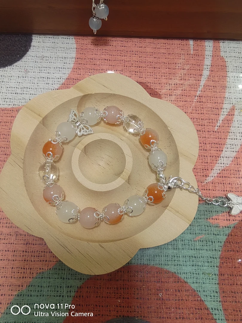 合成金属玻璃手链 百搭ins风玻璃串珠手链