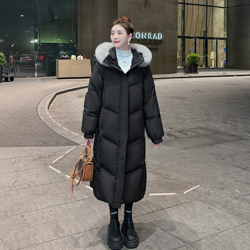 长款连帽中长款短款秋冬加厚常规冬季狐狸毛连帽显瘦