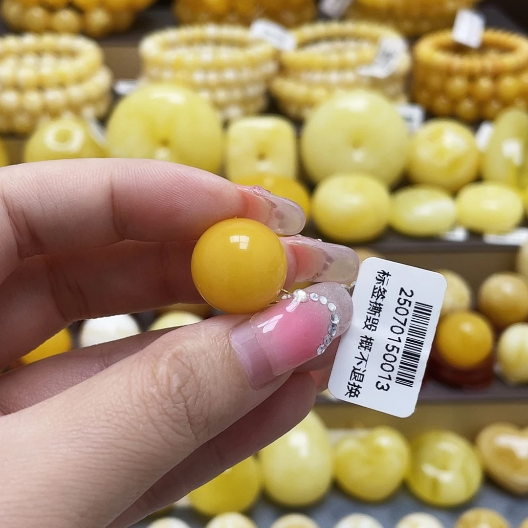 裸石琥珀未镶嵌15.9mm氧化款圆珠