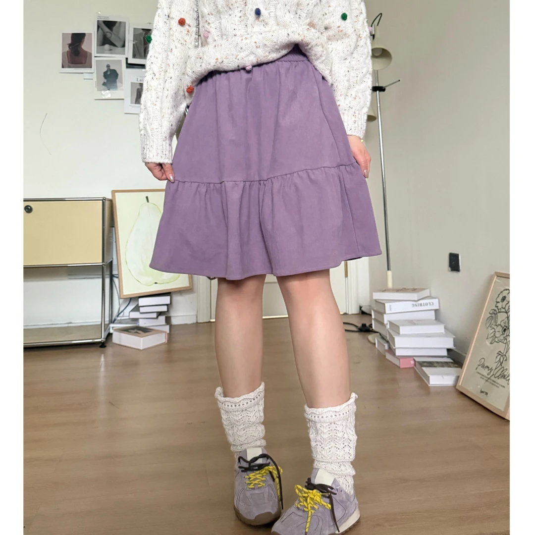 晶咕软软【秋冬好搭子】设计感慵懒风灯芯绒日系风高腰A字半身裙