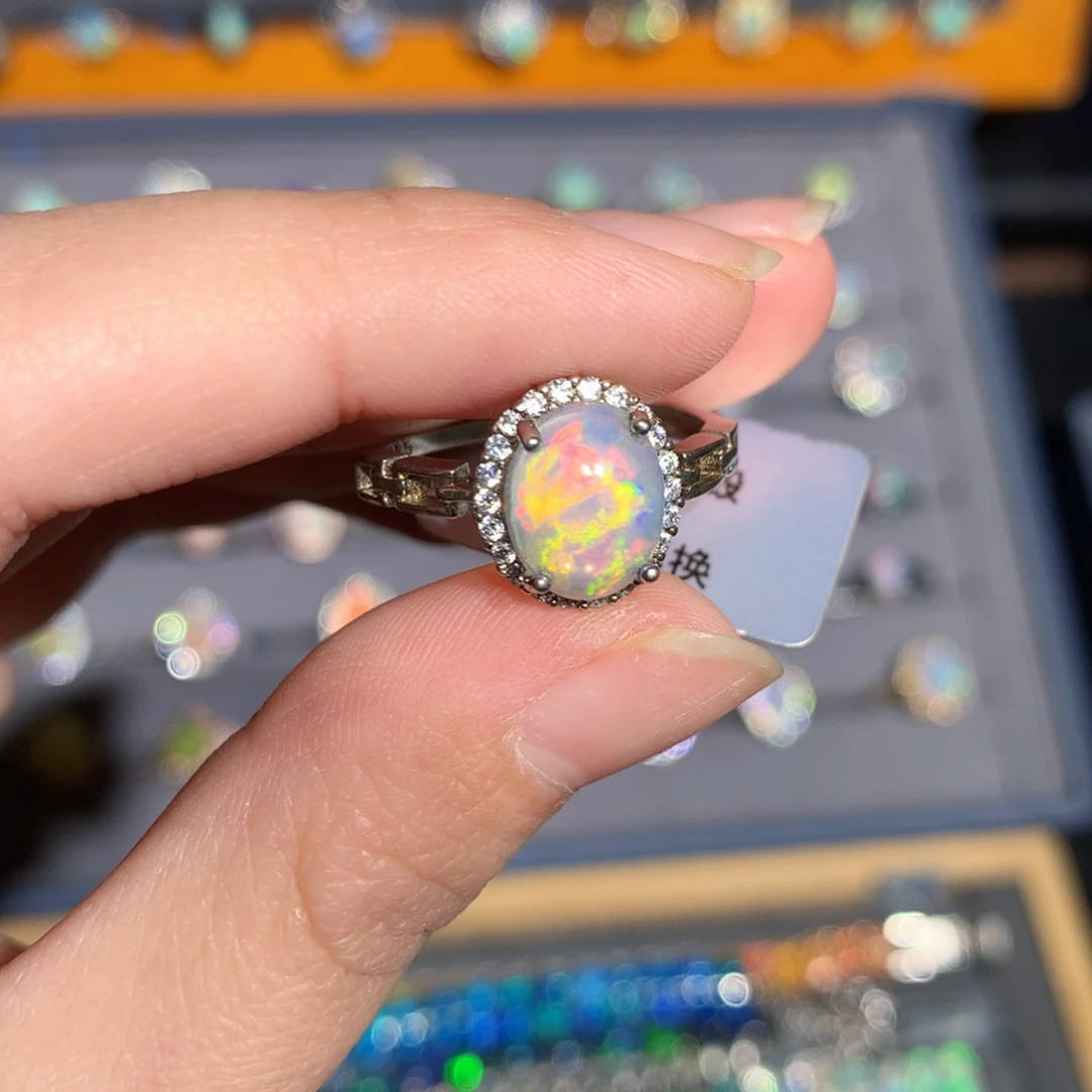 银S925镶嵌欧泊欧泊戒指y