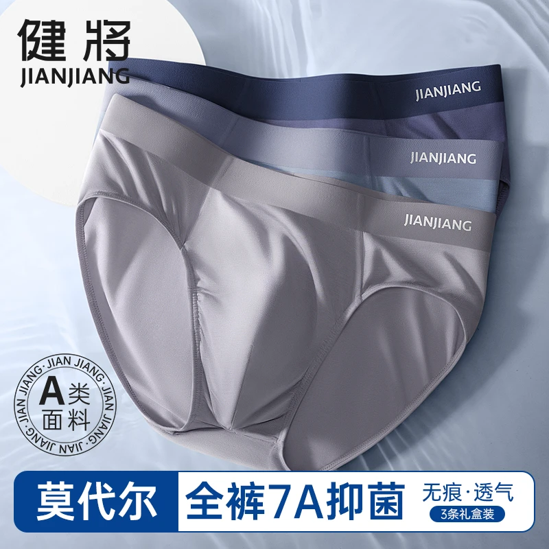 健将莫代尔男士三角内裤男生秋冬新款透气短裤头男式性感抗菌底裤