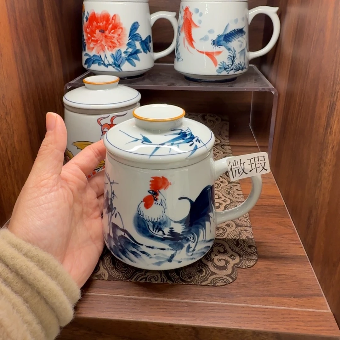 釉下手绘茶具微瑕