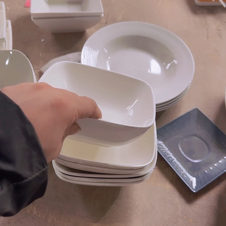 瓷6 英寸 圆方碗 4 个