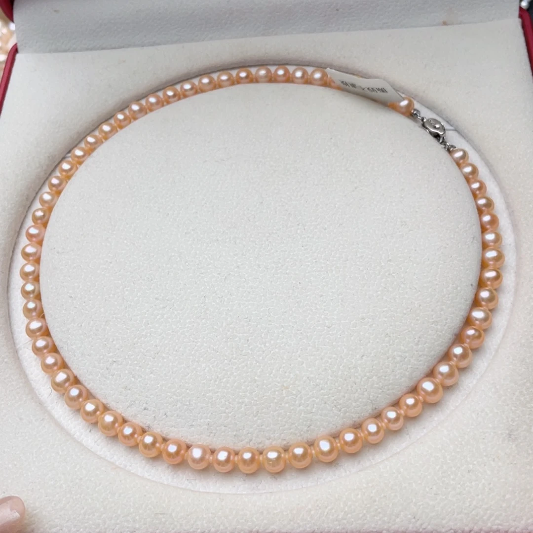 淡水珍珠银S925镶嵌颈饰6-7