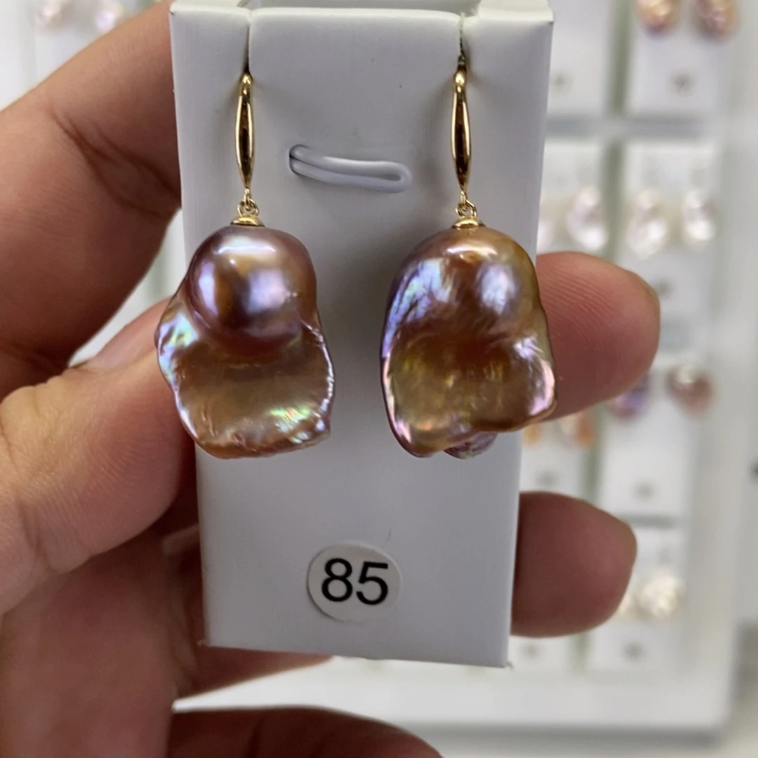 淡水珍珠银S925镶嵌耳饰