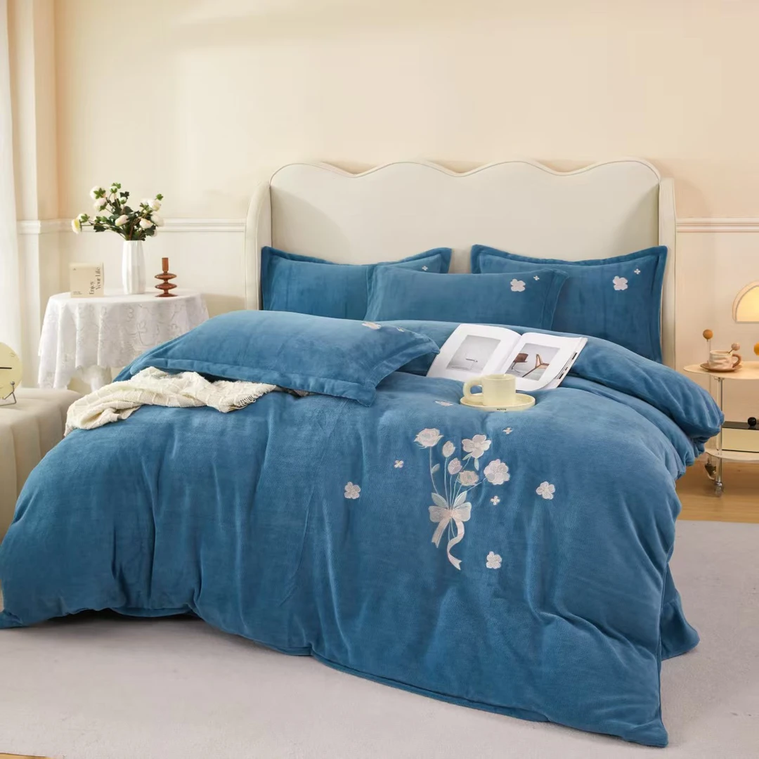 【高端刺绣】秋冬加厚高克重牛奶绒套件加厚加密防静电不掉毛双面绒