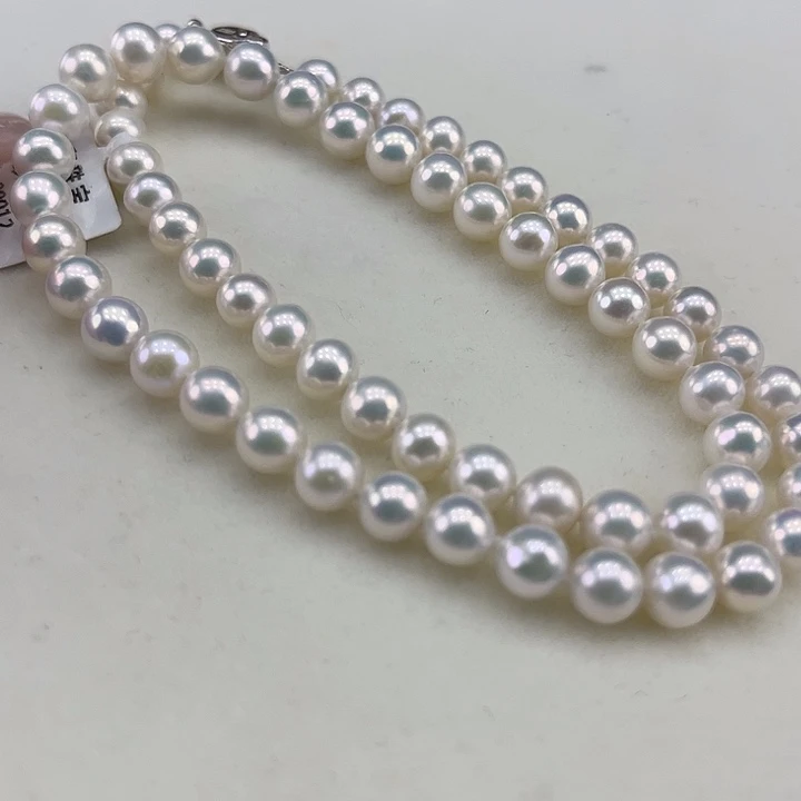 淡水珍珠银S925镶嵌颈饰6-7极光奥绿光高品