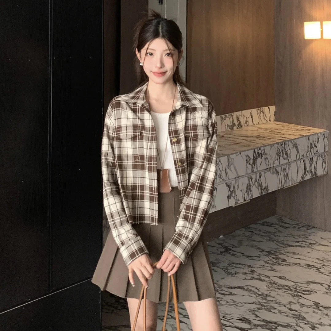 99新 MIU MIU/缪缪 格子衬衫外套38码 01525