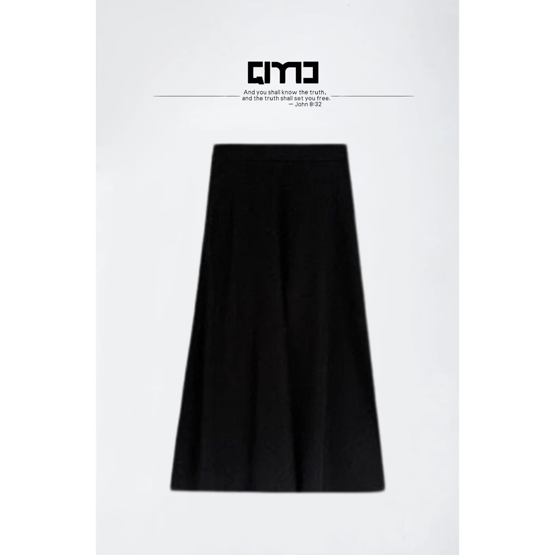 QIMO启茉（A009#后松紧腰西装半身裙）黑色