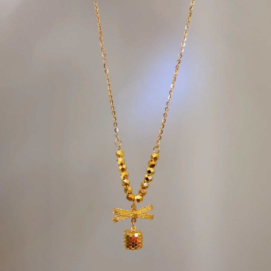 5g足金999蹦迪丝带蝴蝶结鱼鳞方块套链